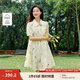茵曼淡人穿搭植物繡花連衣裙2025夏季女裝新款顯瘦a字寬松娃娃裙 杏色 S