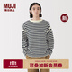 無(wú)印良品（MUJI）男式安第斯羊毛圓領(lǐng)毛衣男款針織衫羊毛衫25年秋冬新品男裝 深藏青色條紋 L （175/100A）