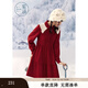 紫涵（ZIHAN）紫涵披肩翻領(lǐng)襯衫連衣裙女2024年冬季新款高收腰修身顯瘦a字短裙 復古紅 S