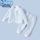 迪士尼（Disney）嬰兒套裝保暖春款外穿秋冬嬰兒衣服加厚空氣棉寶寶開(kāi)胸夾棉內衣褲 藍色 80cm 可開(kāi)檔