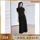 美洋（MEIYANG）巴黎夜曲連衣裙女 颯柔兼備簡(jiǎn)約時(shí)尚短袖長(cháng)款刺繡T恤裙長(cháng)款連衣裙 簡(jiǎn)黑 S