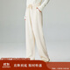 茵曼加厚燈芯絨雪尼爾闊腿褲女冬季高腰時(shí)尚直通休閑褲子 珍珠白 M 