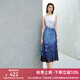 顏域撞色拼接夏季連衣裙女2025新款高級(jí)感獨(dú)特設(shè)計(jì)感過膝氣質(zhì)長(zhǎng)裙 藍(lán)花 XL
