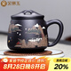 金鑲玉蔣旭東老師手工制作 宜興原礦紫砂杯名家陶瓷茶杯茶水分離杯500ml 山間雅舍泥繪紫砂杯