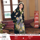 兩三事黑色針織連衣裙女 2024秋冬季v領(lǐng)長(cháng)款油畫(huà)毛衣裙子紛繁之間 黑色（提花） XS