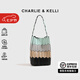 CHARLIE&KELLI CK品牌包包女包幾何菱格菜籃子水桶包腋下包女士2025新款手提包 卡其拼色【七夕情人節(jié)禮物】 大號【七夕情人節(jié)禮物】