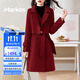 Markos國際品牌毛呢女2025新款冬季氣質(zhì)時(shí)尚百搭洋氣外套連衣裙兩件套裙 紅色 M