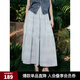 ELLE波嬉印花半身裙女2025夏新款度假松緊腰高級感氣質(zhì)a字裙長(cháng)裙 藍色 S