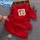 迪士尼（Disney）男女寶寶冬裝一歲過(guò)年嬰兒衣服周歲嬰幼兒衛衣分體套裝洋氣秋冬紅 紅色套裝(平安喜樂(lè ) 加絨款) 90