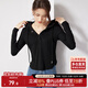 尚都比拉春秋慵懶風(fēng)連帽長(cháng)袖t恤女顯瘦百搭純色女裝上衣 雅黑色 XL 