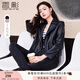 香影皮衣外套女短款2025春秋新款今年流行復古翻領(lǐng)小個(gè)子機車(chē)夾克 黑色 S