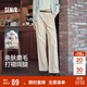 森馬（Semir）休閑褲女純棉打褶闊腿褲腰帶秋復古磨毛長(cháng)褲顯腿長(cháng)101524127005A