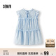 森馬（Semir）短袖襯衫女木耳邊蝴蝶結浪漫溫柔2025夏飛袖肌理襯衣109325104003