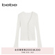 bebe【淡人穿搭】春夏新款女氣質(zhì)通勤V領(lǐng)純色紐扣綴飾毛針織衫130601 本白 M