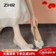 ZHR單鞋女尖頭淺口粗跟鞋子女氣質(zhì)仙女風(fēng)蝴蝶結女鞋 Y726 銀色 37 