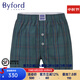 百富（BYFORD）港產(chǎn)進(jìn)口男士精梳棉阿羅褲格紋中腰平角短褲梭織褲衩商場(chǎng)款MW962 MW962綠色帶紐扣，一片包臀 1條 L