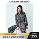 UR2025秋季新款女裝撞色格紋燙鉆裝飾長(cháng)袖罩衫襯衫UWJ250043 黑色格子 (偏寬松) S