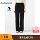 熱風(fēng)（Hotwind）冬季新款女士條絨加厚休閑直筒褲時尚黑色顯瘦衛(wèi)褲女褲 01黑色 L
