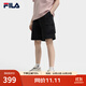 FILA 斐樂(lè )官方男士梭織五分褲2025夏季新款時(shí)尚休閑寬松工裝短褲 正黑色-BK M 170/80A/M