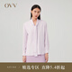 OVV2023秋冬新款女裝23MM重磅真絲優(yōu)雅飄帶長袖休閑襯衫 粉紅（凈色）A1 S