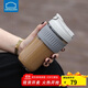 樂(lè )扣樂(lè )扣（LOCK&LOCK）咖啡杯耐熱玻璃水杯子男女學(xué)生便攜式雙飲吸管杯隨手杯500ML灰色