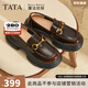 他她（TATA）盧昱曉同款魔法偵探厚底樂(lè )福鞋女真皮黑色小皮鞋JK鞋單鞋 棕色（跟高6CM明星款） 37