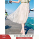 香影a字網(wǎng)紗半身裙女2025夏季新款閃閃超仙米白色高腰仙女風(fēng)裙子 米色 M