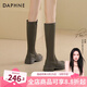 達(dá)芙妮（DAPHNE）官方長筒靴女靴冬季高筒靴女2023新款靴子女磨砂質(zhì)感騎士靴女 磨砂綠 36