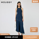 moussy 新品美式復古風(fēng)解構袖牛仔連衣裙女010HA611-3631 110藍色 S