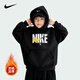 NIKE耐克男童連帽衛衣加絨 2026秋冬新款女童裝大童加厚上衣秋冬 正黑色2233【加絨加厚】 【高克重】 150 /M 【建議身高140-152cm】