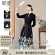 她池立領(lǐng)連衣裙2025秋裝新款女國風(fēng)拼接馬面裙新中式中長裙