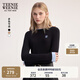Teenie Weenie小熊女裝T恤2025秋季新款簡(jiǎn)約線條撞色拼接長袖上衣 黑色 S