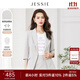 JESSIE氣質(zhì)翻駁領(lǐng)修身七分袖西裝外套女春夏新款 灰色 L