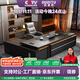 歐迪圖（OUDITU）總裁老板桌簡(jiǎn)約現代董事長(cháng)領(lǐng)導大班臺辦公室主管經(jīng)理辦公桌椅組合 【暗黑利影-鐵灰】 雙柜2.8米老板桌+老板椅+7門(mén)書(shū)柜