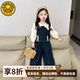 G.DUCKKIDS小黃鴨童裝女童春裝套裝韓系春秋寶寶洋氣時(shí)髦襯衫牛仔兒童褲子 襯衫+馬甲+褲子 三件套 100 (建議90-98cm 2-3周歲）