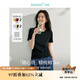 茵曼正肩女裝純色短袖t恤春夏季百搭簡約基礎(chǔ)款上衣 黑色-圓領(lǐng) XL