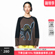 幻走（MOVEUP）2025秋季新款.FUN系列圓領(lǐng)印花插肩袖繡花短款T恤女 深咖 L