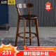 木普森北歐實(shí)木吧臺(tái)椅子家用現(xiàn)代簡(jiǎn)約高腳椅靠背吧臺(tái)凳高腳凳前臺(tái)酒吧椅 71cm棕色架全木款
