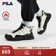 斐樂(lè )（FILA）滿(mǎn)天星中幫加絨老爹鞋女鞋休閑鞋24冬季保暖厚底運動(dòng)鞋 斑鳩黃/黑-TB 37.5