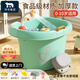 勞可里尼（NOCOLLINY）兒童泡澡桶 加厚寶寶洗澡桶 嬰兒洗澡盆游泳桶家用沐浴桶洗澡神器 【0-10歲】加厚款浴桶+浴凳丨綠 材質(zhì)：食品級PP原料，無(wú)添加回料