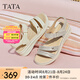 他她（TATA）休閑運(yùn)動(dòng)涼鞋女鞋羊皮法式坡跟涼鞋2025夏季新款7AP05BL5 銀色 38