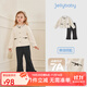 JELLYBABY【2025秋上新】女童套裝兒童時髦秋裝衣服小童法式千金寶寶兩件套 杏色 120