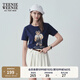 Teenie Weenie【索羅娜】女裝夏季簡約風(fēng)白色短袖T恤短款上衣 藏青色 S (160)