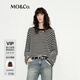 MO&Co.針織衫美麗諾綿羊毛條紋毛衣寬松落肩 黑白條色 S 160