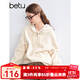 百圖betu女裝冬季新款衛衣新中式盤(pán)口銀狐絨保暖衛衣女2410T56 杏色 M