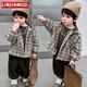 鄰家米其【三件套】童裝男童套裝春秋款長(cháng)袖兒童寶寶春裝男孩春季小孩衣服 XT1682（外套+打底衫+褲子）-卡其 100 碼/身高90-100cm（2-3歲）