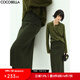 COCOBELLA[苔蘚綠]細閃銀蔥千鳥(niǎo)格羊毛半身裙女秋冬毛呢筒裙HS87 黑綠格 L