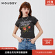 moussy 【熱銷(xiāo)爆款】甜美字母花卉印花修身短袖T恤028ISQ90-4211 021淺黑色 均碼