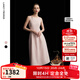 朗姿2025夏季新款優(yōu)雅一字領(lǐng)無(wú)袖連衣裙女高端法式修身收腰裙子 淡粉色 M