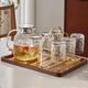 雅港輕奢玻璃杯耐高溫家用喝水泡茶杯子套裝高顏值客廳待客茶杯果汁杯 冰晶杯*6+杯架+特大號楠竹托盤(pán)+冷水壺